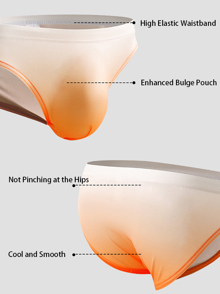 3 Pack Men's Sensual Silk-Like Loose Gradient Color Bikini | dmunderwear detail image 4