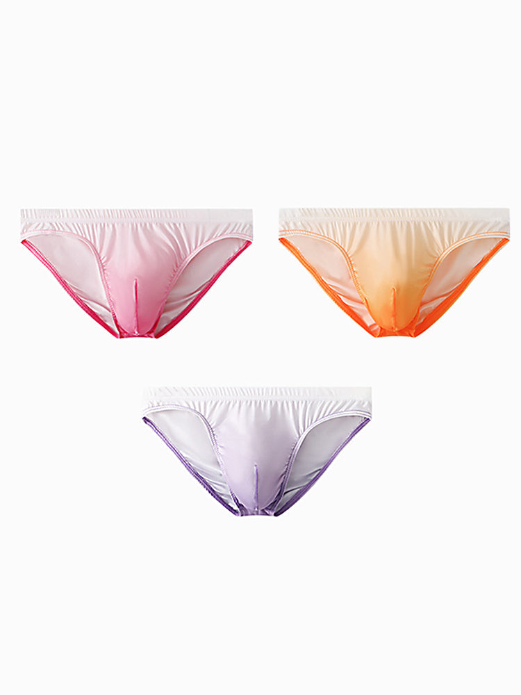 3 Pack Men's Sensual Silk-Like Loose Gradient Color Bikini | dmunderwear detail image 7