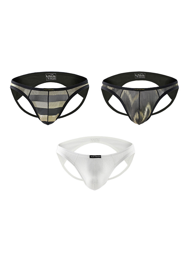 3 Pack Men's Sexy Breathable Odor-Control Snug Fit Low-Rise Jockstrap | dmunderwear detail image 17