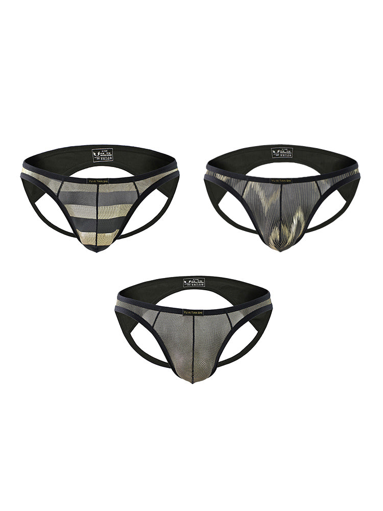 3 Pack Men's Sexy Breathable Odor-Control Snug Fit Low-Rise Jockstrap | dmunderwear detail image 2