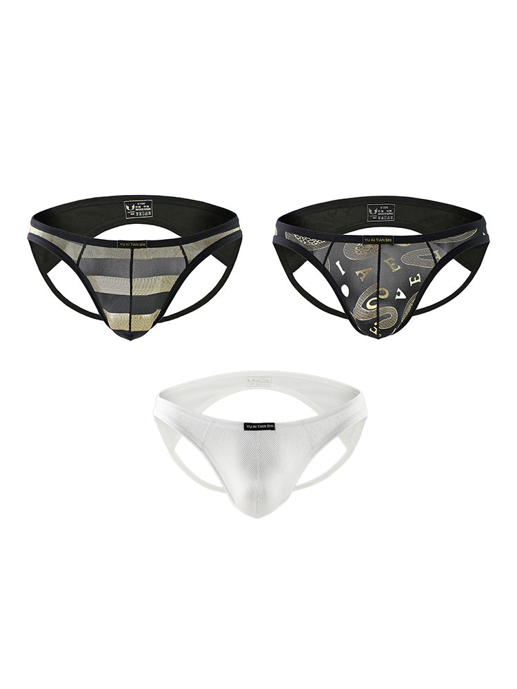 3 Pack Men's Sexy Breathable Odor-Control Snug Fit Low-Rise Jockstrap | dmunderwear detail image 7