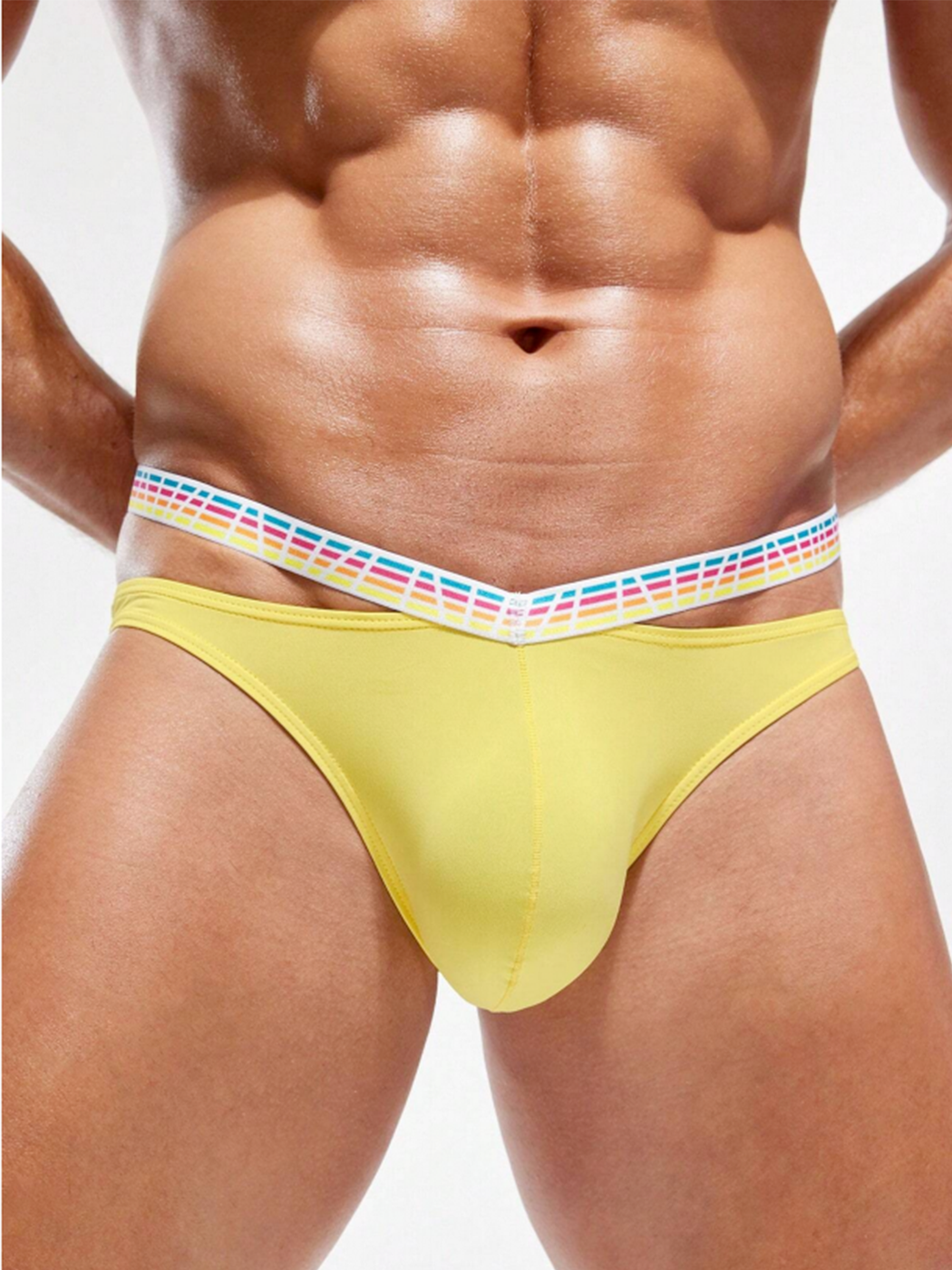3 Pack Men's Sexy Color-Block Hollow Out Underwear Bikini | dmunderwear detail image 4