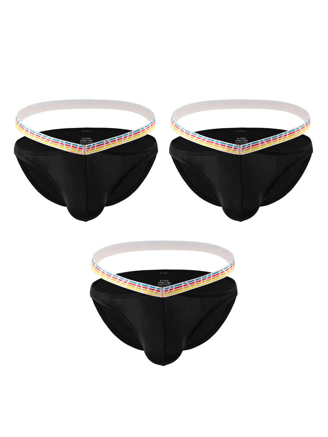 3 Pack Men's Sexy Color-Block Hollow Out Underwear Bikini | dmunderwear detail image 8