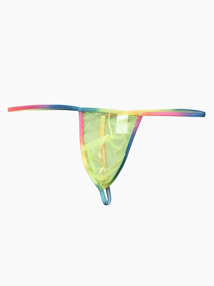 3 Pack Men's Sexy Mesh Strings with Rainbow Waistband | dmunderwear detail image 19