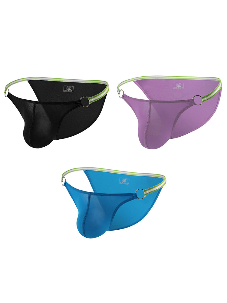 3 Pack Men's Sexy Low-Rise Bikini with Metal Ring | dmunderwear detail image 14