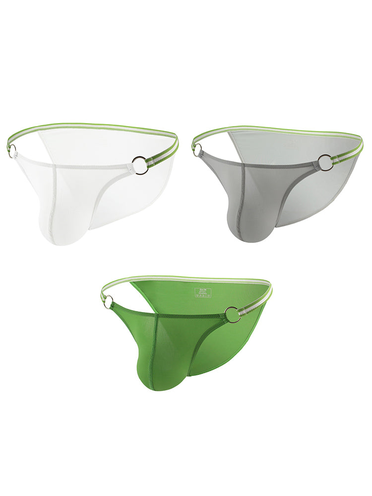 3 Pack Men's Sexy Low-Rise Bikini with Metal Ring | dmunderwear detail image 16
