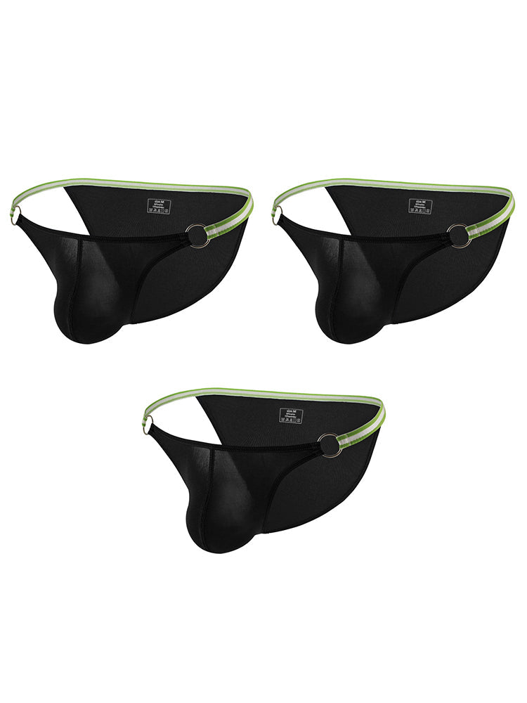 3 Pack Men's Sexy Low-Rise Bikini with Metal Ring | dmunderwear detail image 17
