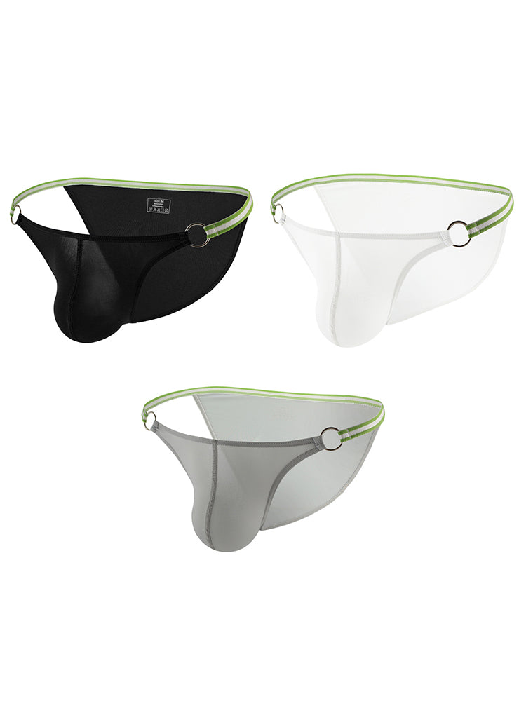 3 Pack Men's Sexy Low-Rise Bikini with Metal Ring | dmunderwear detail image 2