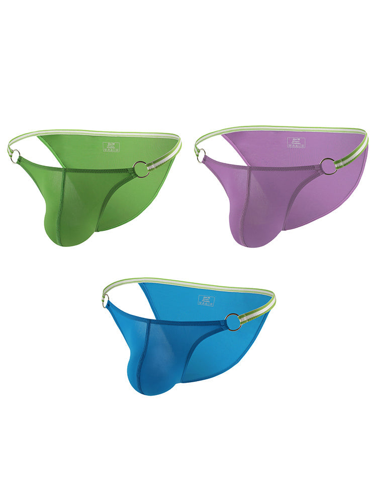 3 Pack Men's Sexy Low-Rise Bikini with Metal Ring | dmunderwear detail image 8