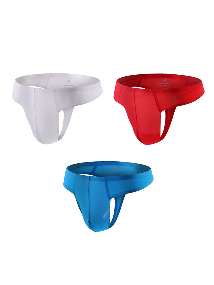 3 Pack Men's Sexy Low-Rise Seamless with Support Pouch Thongs | dmunderwear detail image 17