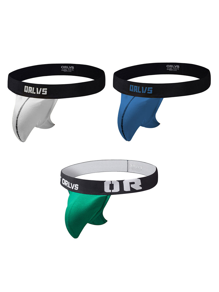 3 Pack Low-Cut Cotton Men's Thong with Enhanced Pouch | dmunderwear detail image 14