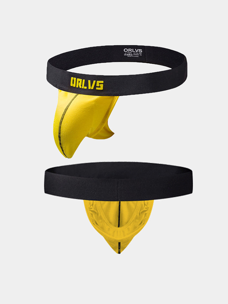 3 Pack Low-Cut Cotton Men's Thong with Enhanced Pouch | dmunderwear detail image 15