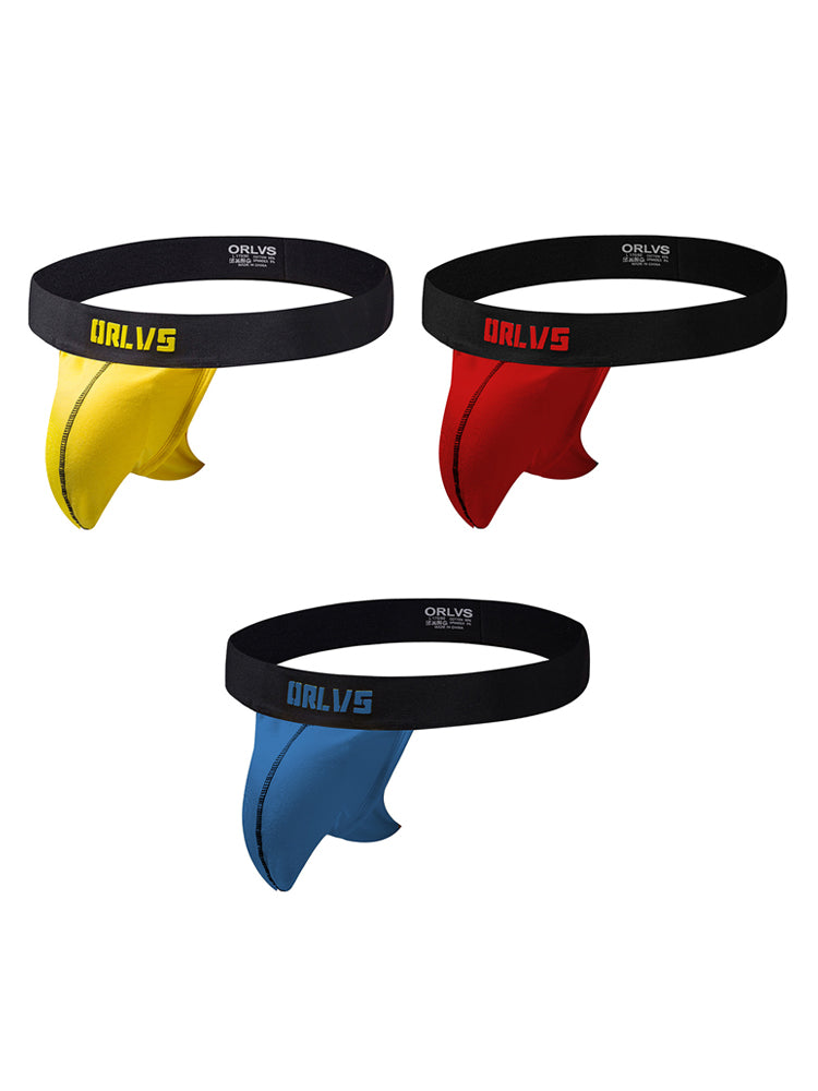 3 Pack Low-Cut Cotton Men's Thong with Enhanced Pouch | dmunderwear detail image 20