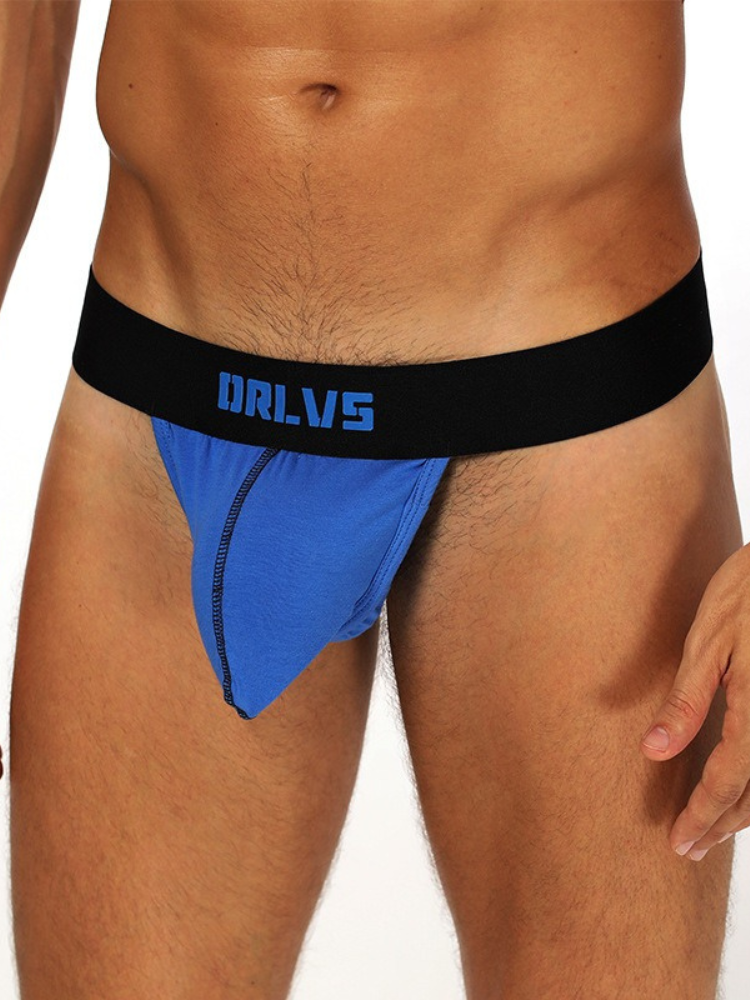 3 Pack Low-Cut Cotton Men's Thong with Enhanced Pouch | dmunderwear detail image 3