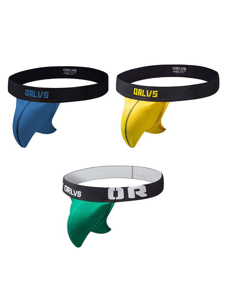 3 Pack Low-Cut Cotton Men's Thong with Enhanced Pouch | dmunderwear detail image 8