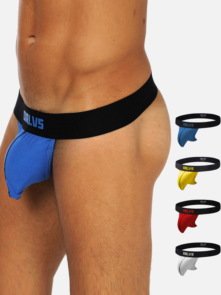 3 Pack Low-Cut Cotton Men's Thong with Enhanced Pouch | dmunderwear detail image 9