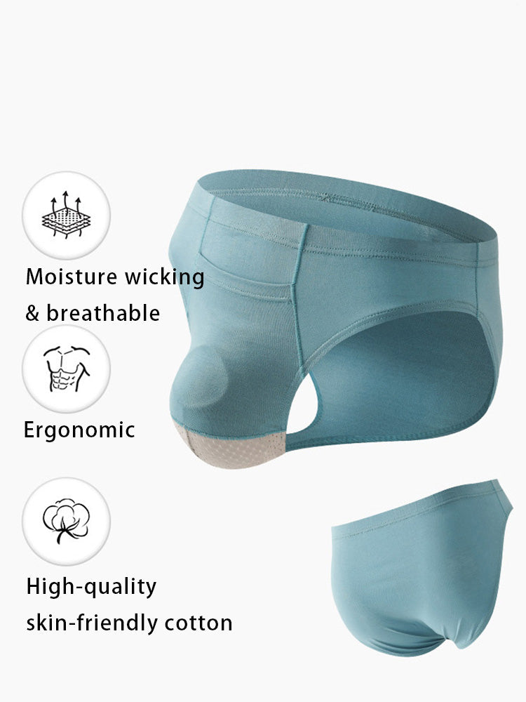 3 Pack Men's Sexy Mesh Breathable Gun Egg Separation Cotton Briefs | dmunderwear detail image 10