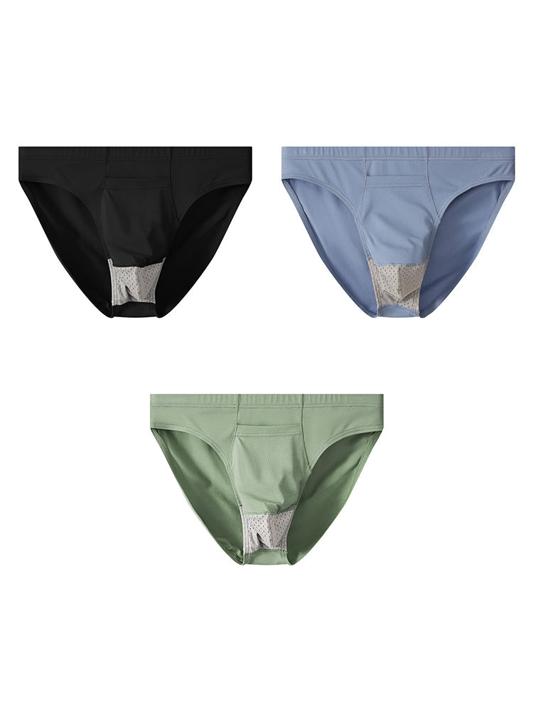 3 Pack Men's Sexy Mesh Breathable Gun Egg Separation Cotton Briefs | dmunderwear detail image 14