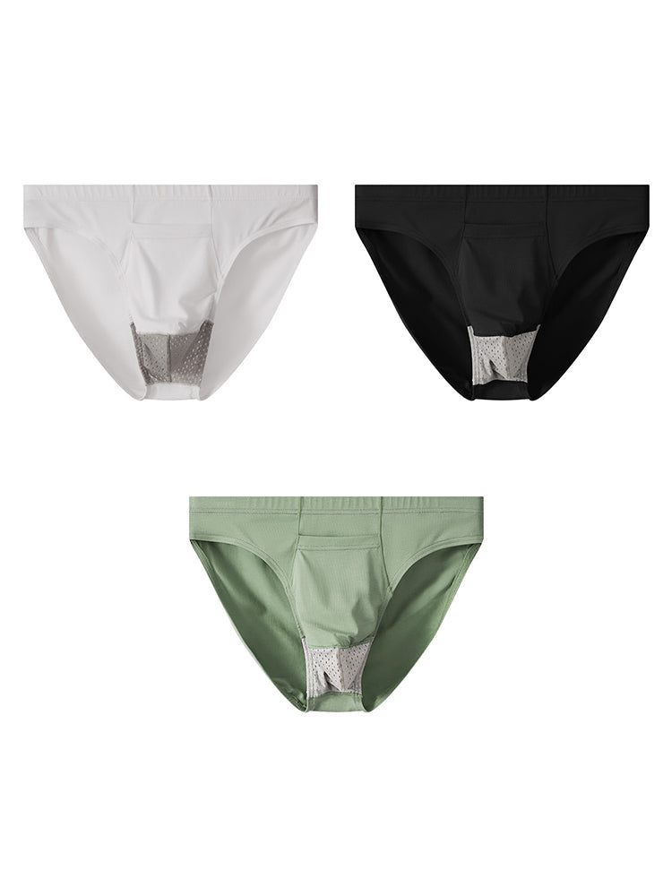 3 Pack Men's Sexy Mesh Breathable Gun Egg Separation Cotton Briefs | dmunderwear detail image 2