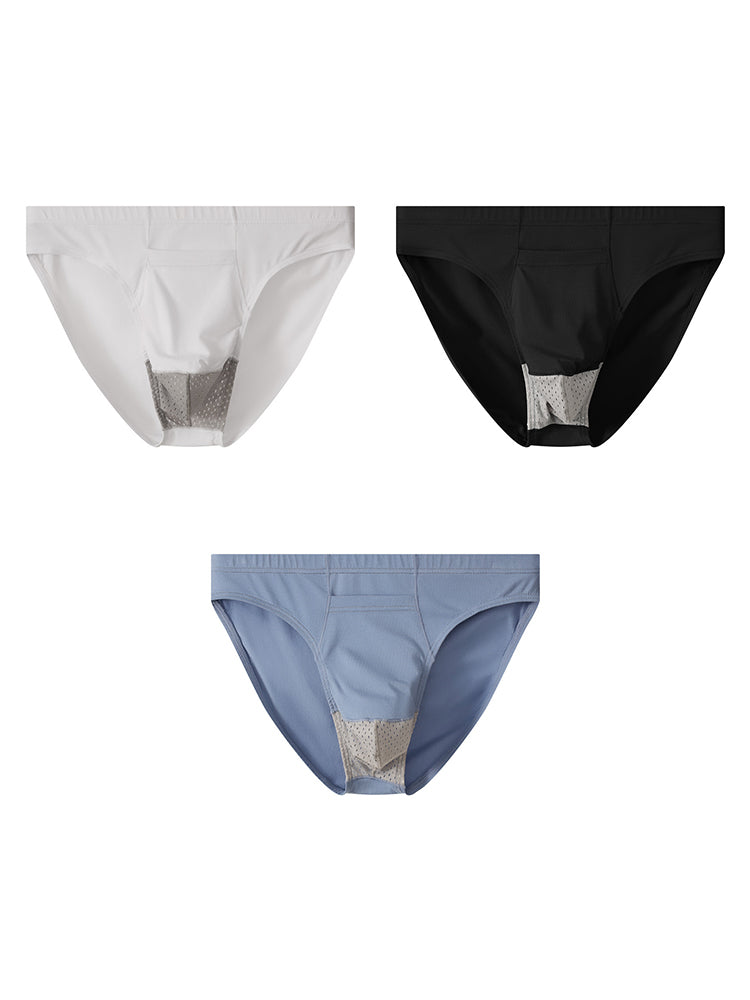 3 Pack Men's Sexy Mesh Breathable Gun Egg Separation Cotton Briefs | dmunderwear detail image 20