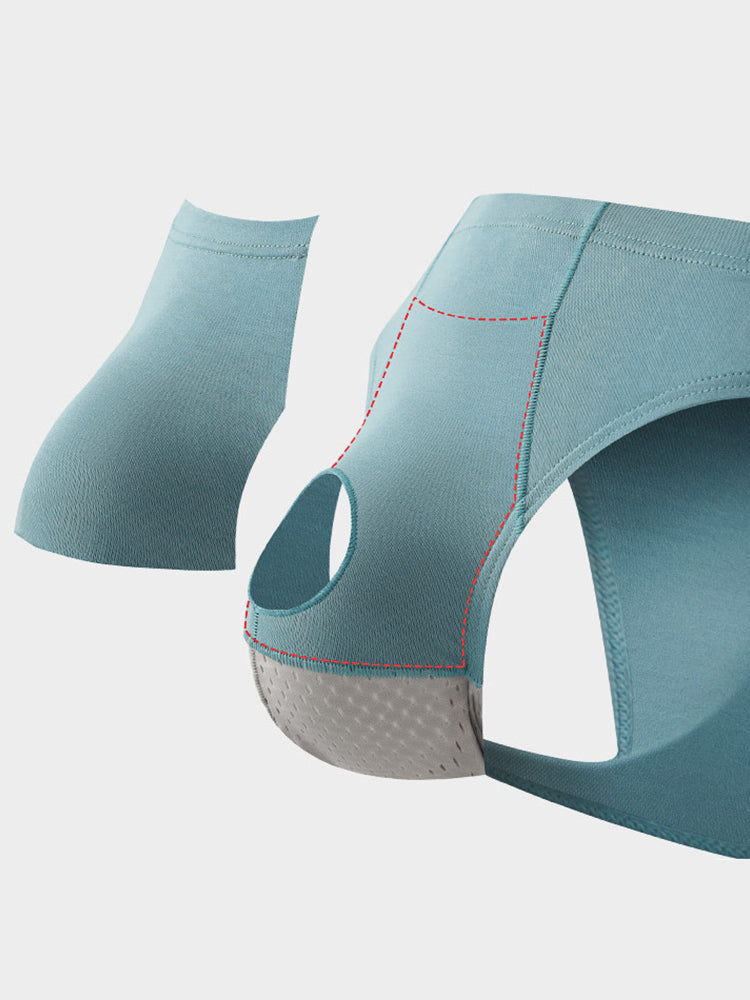 3 Pack Men's Sexy Mesh Breathable Gun Egg Separation Cotton Briefs | dmunderwear detail image 3