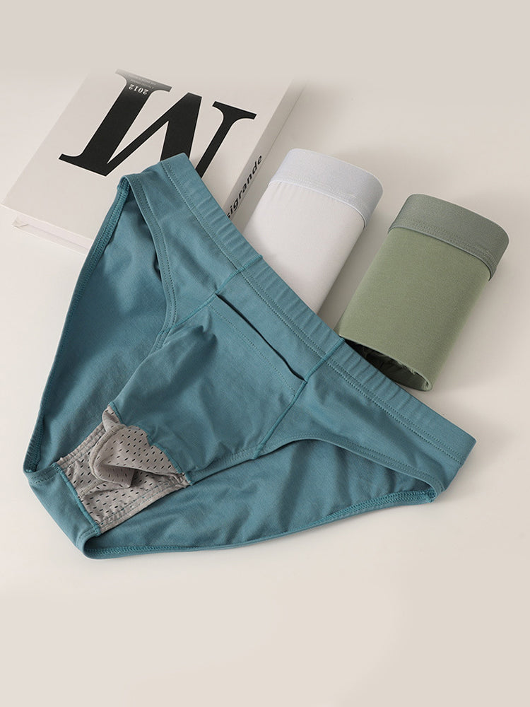 3 Pack Men's Sexy Mesh Breathable Gun Egg Separation Cotton Briefs | dmunderwear detail image 7