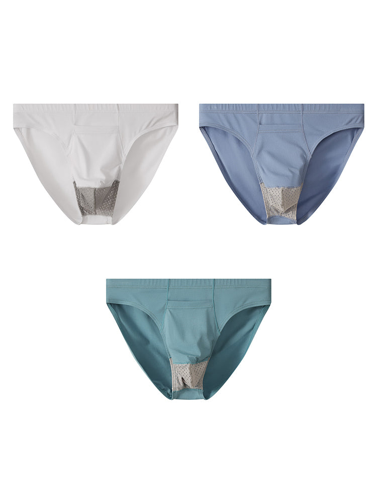3 Pack Men's Sexy Mesh Breathable Gun Egg Separation Cotton Briefs | dmunderwear detail image 8