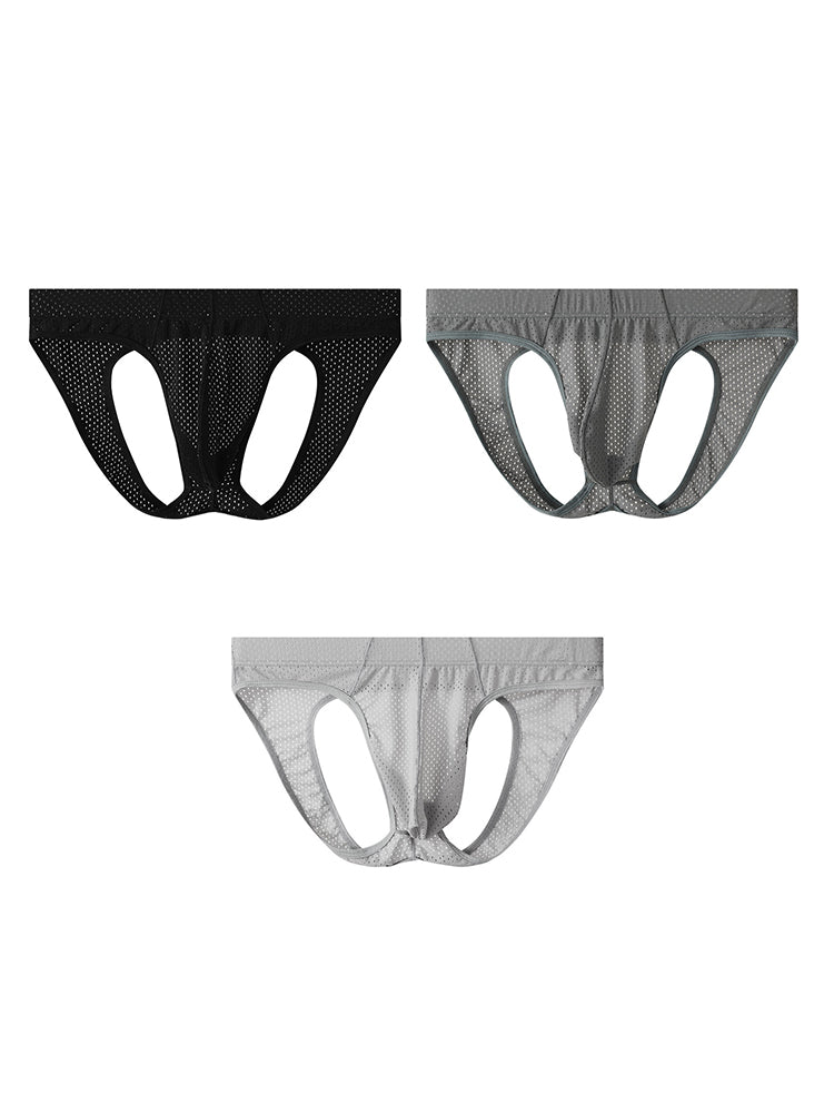 3 Pack Men's Sexy Mesh Transparent Big Pouch Jockstrap | dmunderwear detail image 14