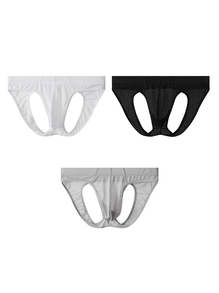 3 Pack Men's Sexy Mesh Transparent Big Pouch Jockstrap | dmunderwear detail image 2
