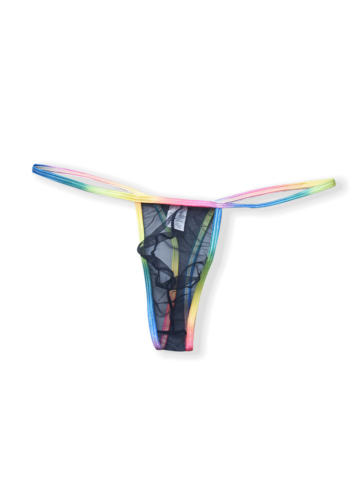 3-pack Men's Sexy Rainbow Transparent Convex Pouch Breathable Thong | dmunderwear detail image 15
