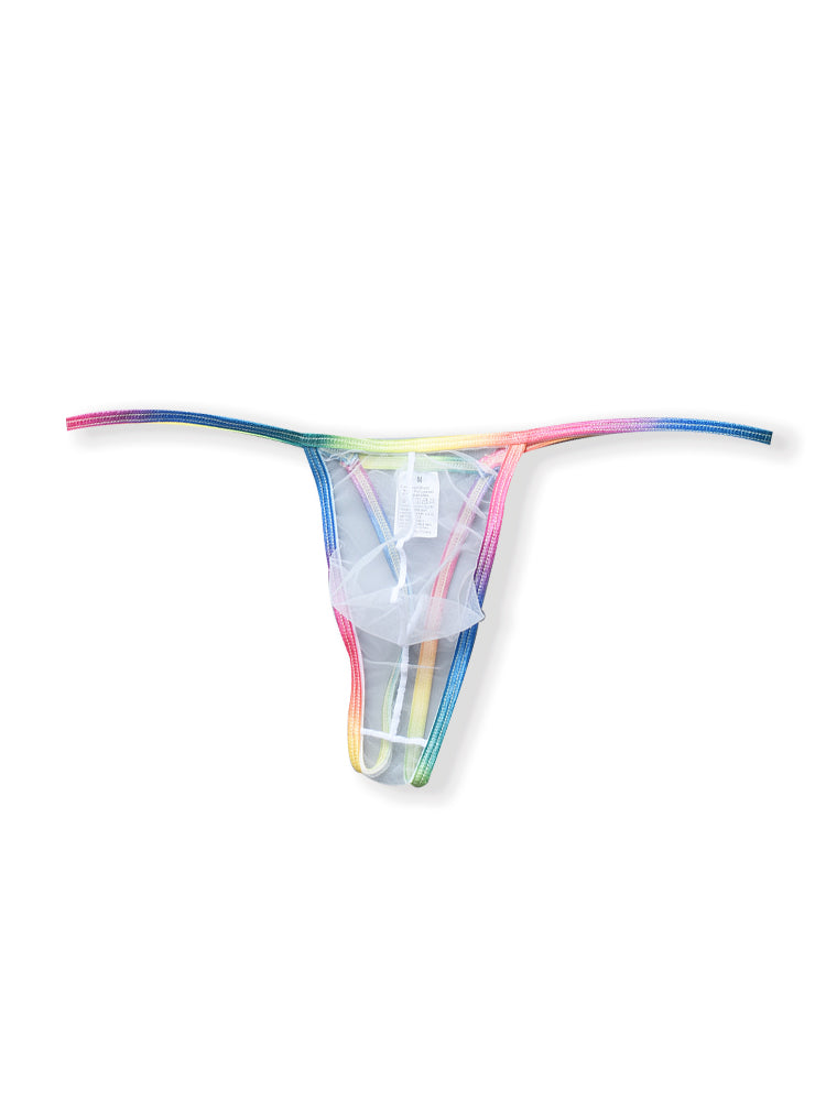 3-pack Men's Sexy Rainbow Transparent Convex Pouch Breathable Thong | dmunderwear detail image 16
