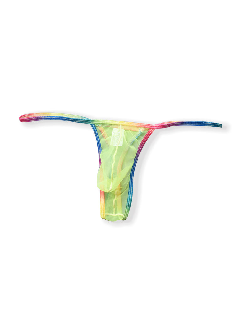 3-pack Men's Sexy Rainbow Transparent Convex Pouch Breathable Thong | dmunderwear detail image 18