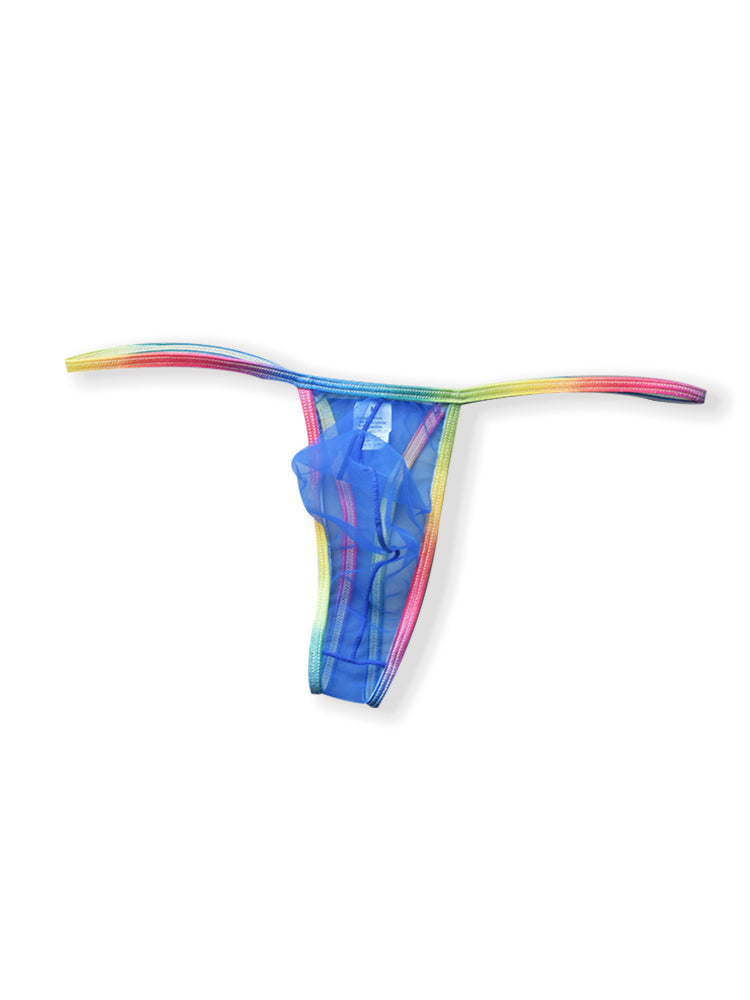 3-pack Men's Sexy Rainbow Transparent Convex Pouch Breathable Thong | dmunderwear detail image 19