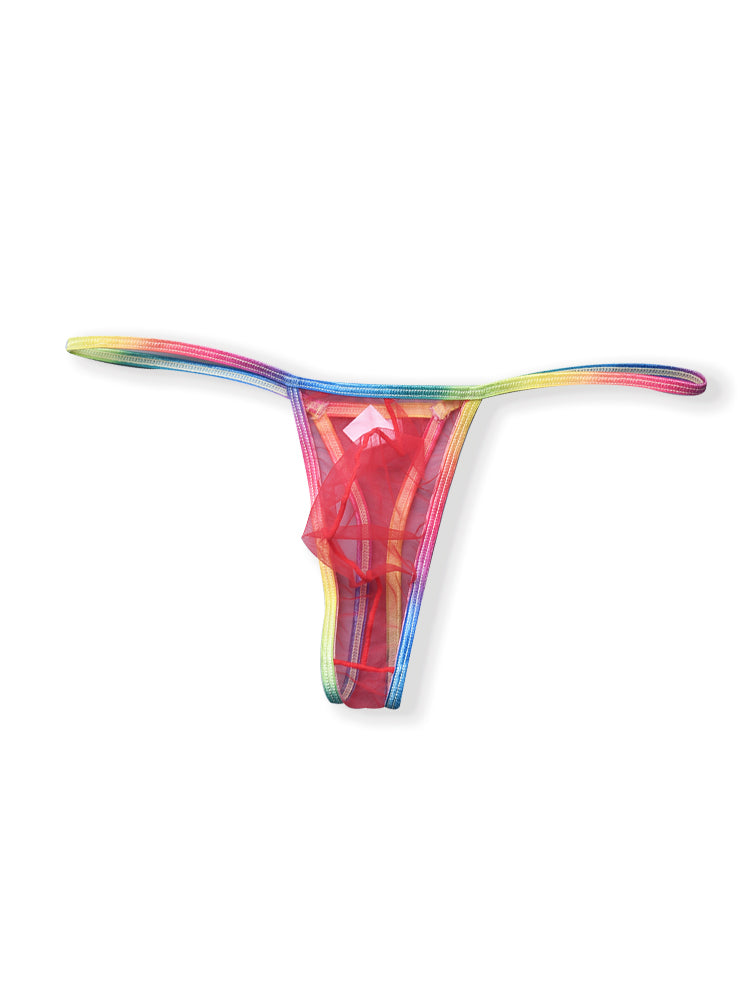 3-pack Men's Sexy Rainbow Transparent Convex Pouch Breathable Thong | dmunderwear detail image 20