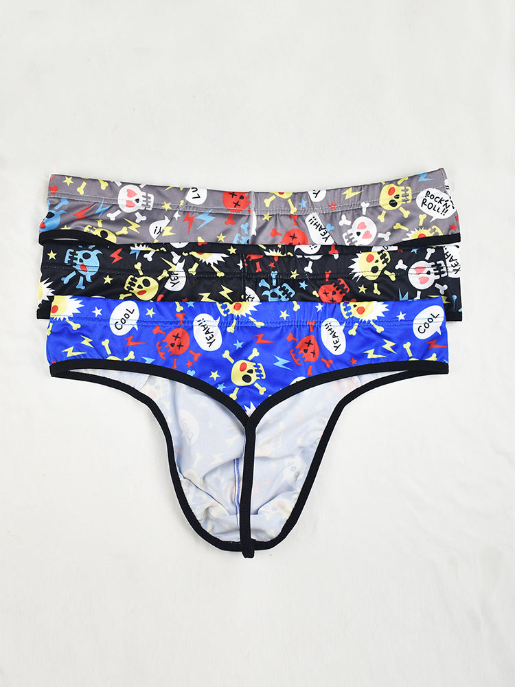 3 Pack Men's Skull Print Thong - Edgy & Sexy | dmunderwear detail image 15