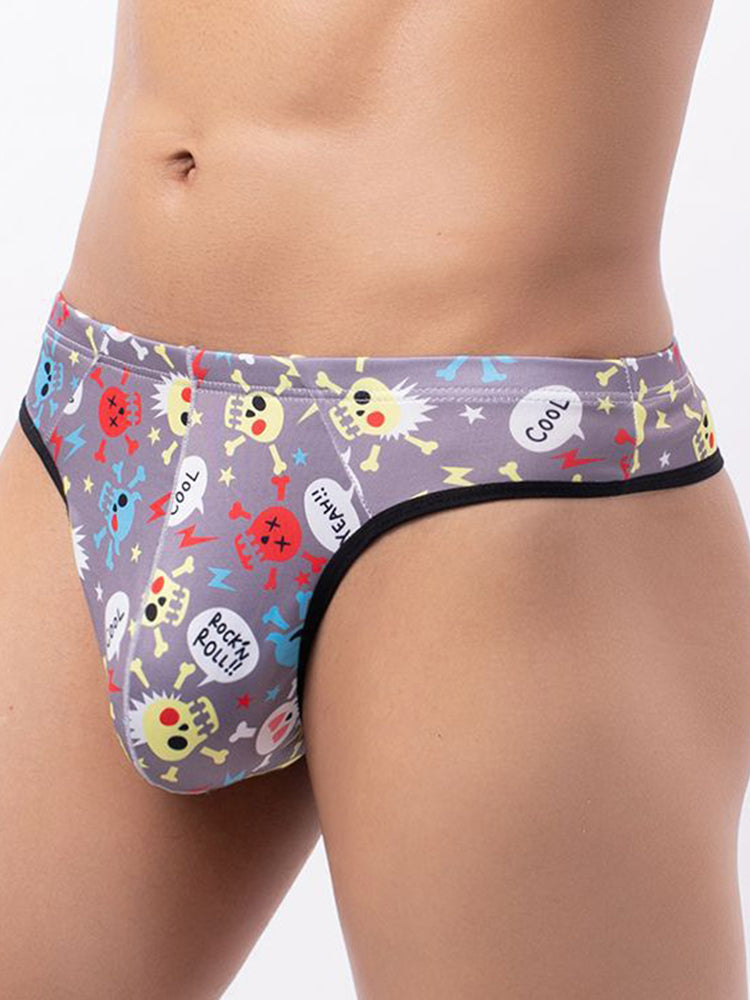 3 Pack Men's Skull Print Thong - Edgy & Sexy | dmunderwear detail image 9