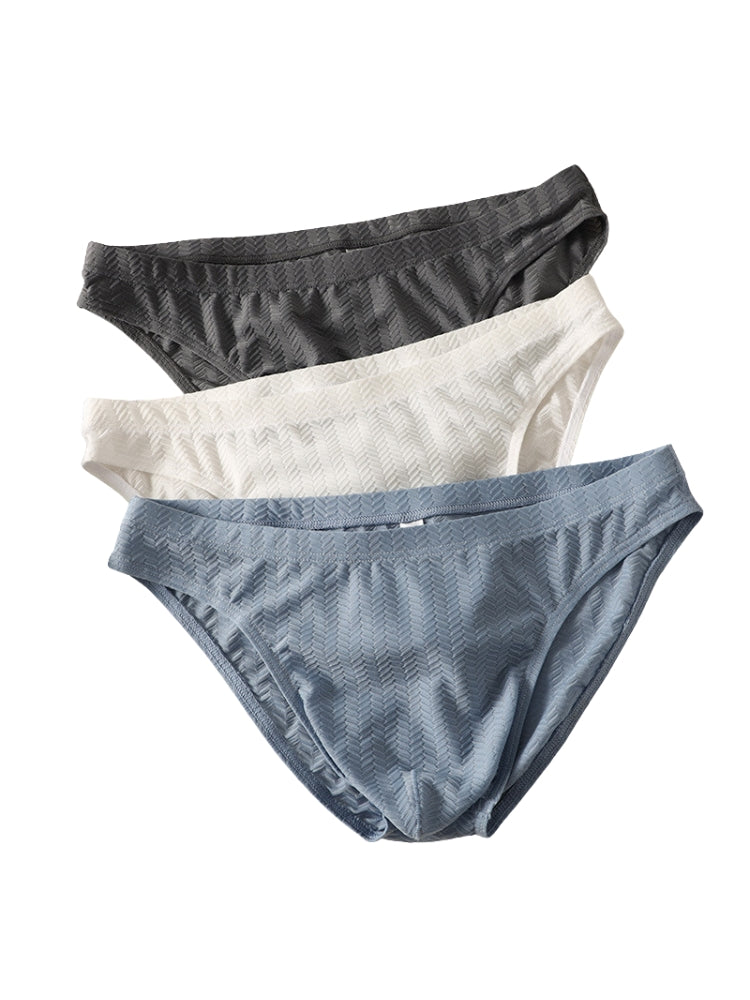 3 Pack Men's Sexy Solid Color Breathable Comfy Waistband Soft Briefs | dmunderwear detail image 10