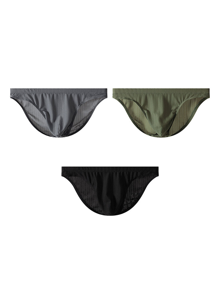 3 Pack Men's Sexy Solid Color Breathable Comfy Waistband Soft Briefs | dmunderwear detail image 12