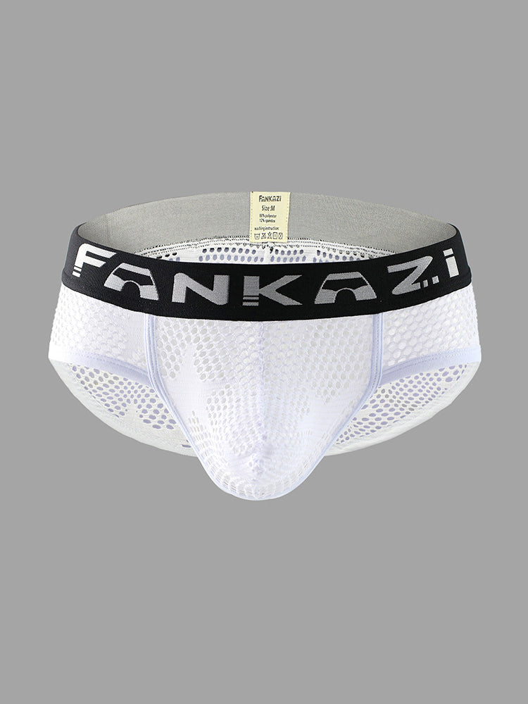 3-pack Men's Sexy Star Mesh Breathable Hollow U-shaped Convex Pouch Briefs | dmunderwear