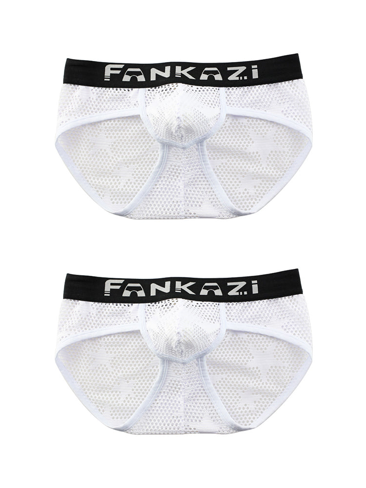 3-pack Men's Sexy Star Mesh Breathable Hollow U-shaped Convex Pouch Briefs | dmunderwear detail image 7