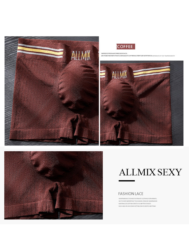 3 Pack ALLMIX Men's Sexy Striped Seamless Low Waist Boxers Briefs | dmunderwear detail image 16