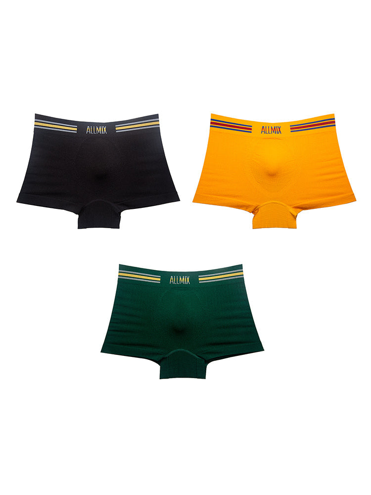 3 Pack ALLMIX Men's Sexy Striped Seamless Low Waist Boxers Briefs | dmunderwear detail image 2