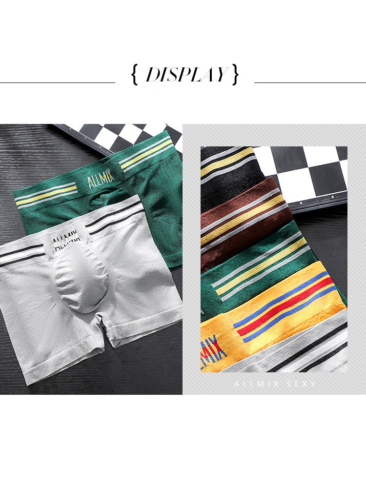 3 Pack ALLMIX Men's Sexy Striped Seamless Low Waist Boxers Briefs | dmunderwear detail image 4