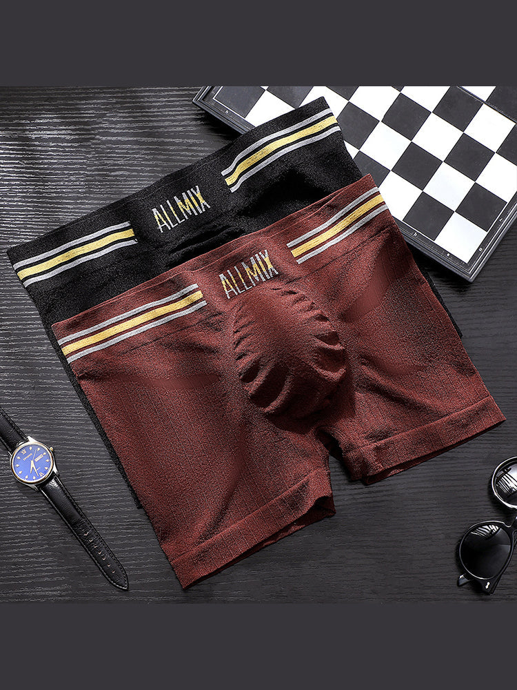 3 Pack ALLMIX Men's Sexy Striped Seamless Low Waist Boxers Briefs | dmunderwear detail image 7