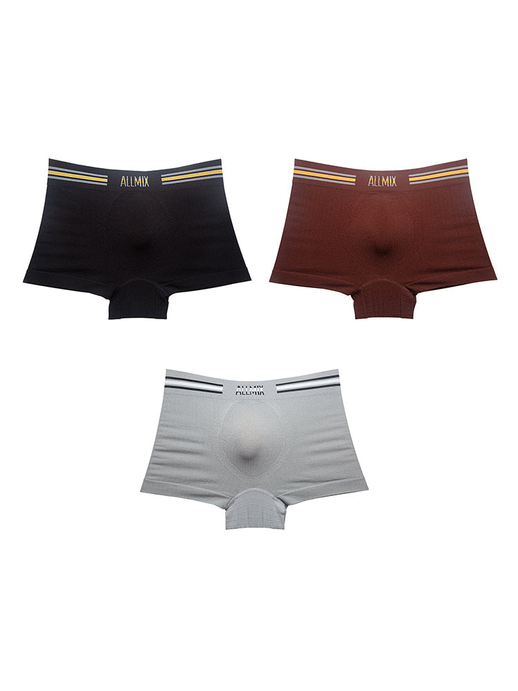 3 Pack ALLMIX Men's Sexy Striped Seamless Low Waist Boxers Briefs | dmunderwear detail image 8