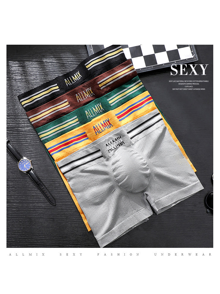3 Pack ALLMIX Men's Sexy Striped Seamless Low Waist Boxers Briefs | dmunderwear detail image 9