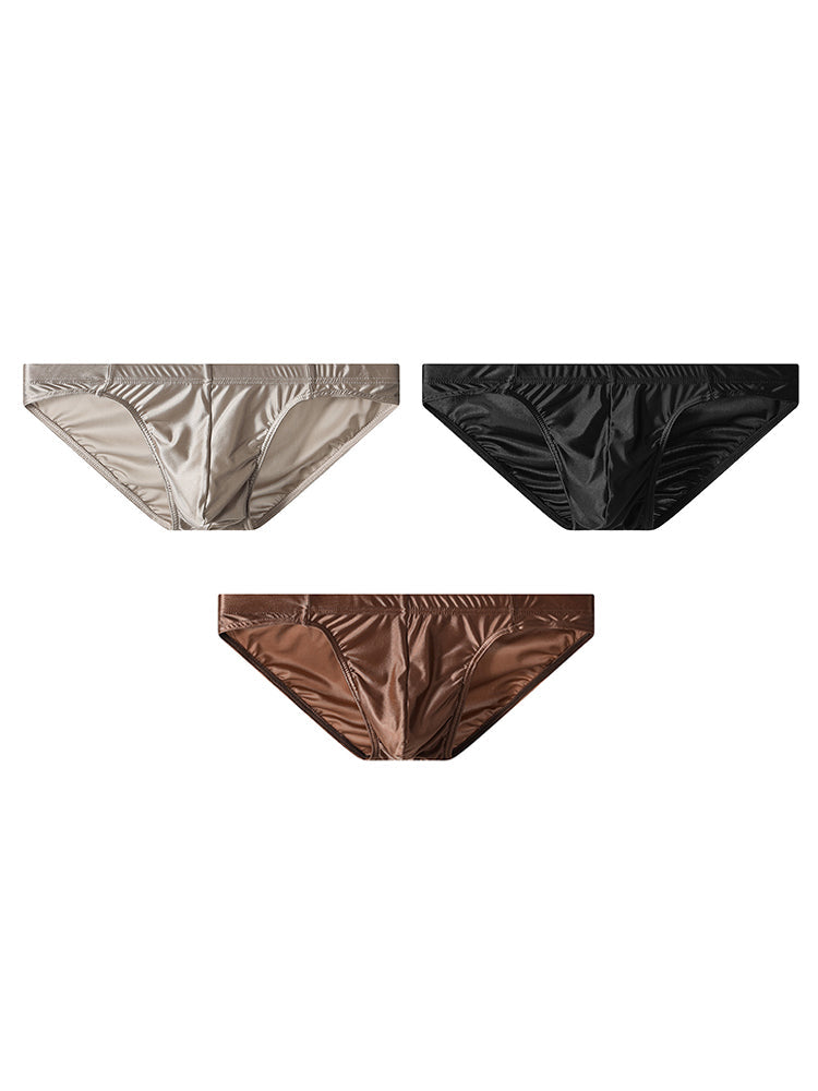 3 Pack Men's Sexy & Stylish Loose-Fit Seamless Solid Color Low-Rise Bikini | dmunderwear detail image 12