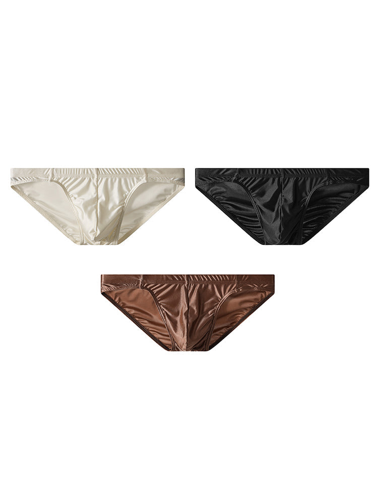 3 Pack Men's Sexy & Stylish Loose-Fit Seamless Solid Color Low-Rise Bikini | dmunderwear detail image 13
