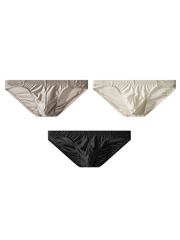3 Pack Men's Sexy & Stylish Loose-Fit Seamless Solid Color Low-Rise Bikini | dmunderwear detail image 2