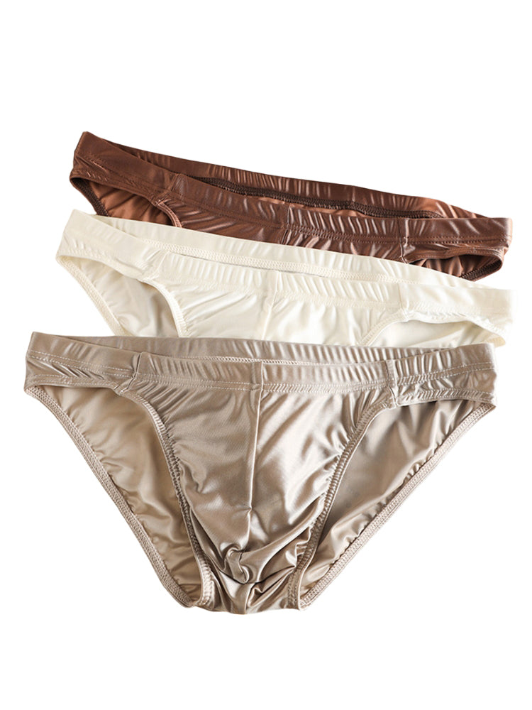 3 Pack Men's Sexy & Stylish Loose-Fit Seamless Solid Color Low-Rise Bikini | dmunderwear detail image 5